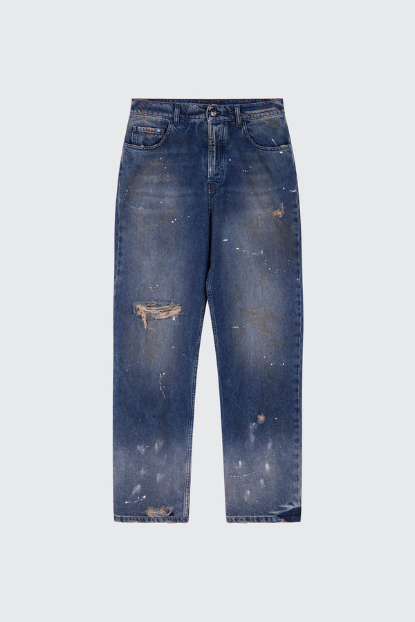 Barrow Paint effect denim trousers