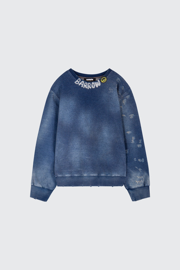 Barrow Denim Effect Crewneck Sweatshirt