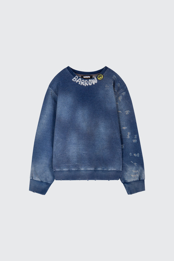 Barrow Denim Effect Crewneck Sweatshirt